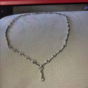 JTV Silver Necklace with Crystal Accents, length is 16” choker l